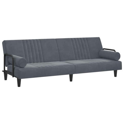 vidaXL Sofa Bed with Armrests Dark Grey Velvet