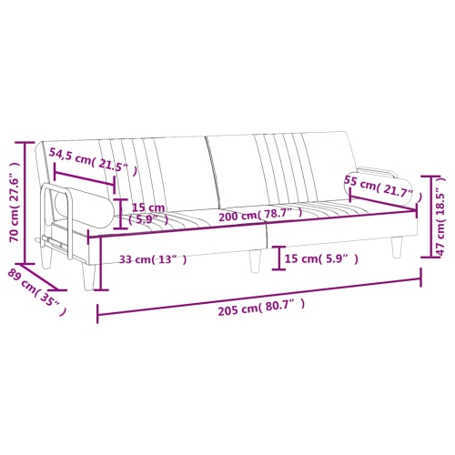 vidaXL Sofa Bed with Armrests Dark Grey Velvet