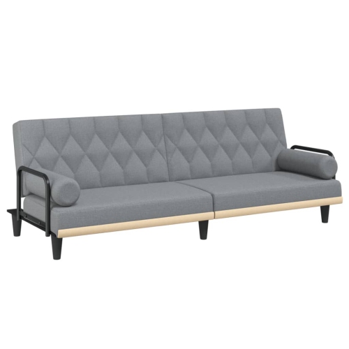 vidaXL Sofa Bed with Armrests Light Grey Fabric