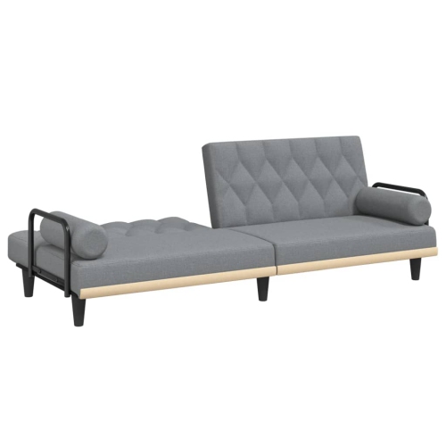 vidaXL Sofa Bed with Armrests Light Grey Fabric