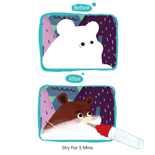 TOOKYLAND Magic Water Coloring Book - 6-Page Reusable Paint-with-Water Drawing Book with Water Pen, Arts & Crafts Gifts and Travel Toys for Kids and