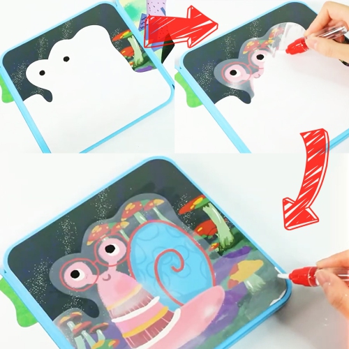 TOOKYLAND Magic Water Coloring Book - 6-Page Reusable Paint-with-Water Drawing Book with Water Pen, Arts & Crafts Gifts and Travel Toys for Kids and