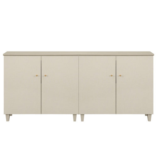 WAMPAT 2-in-1 Extra Storage Cabinets with Doors, Beige Wood Accent Cabinet Kitchen Sideboard Buffet Bar Table, Floor Cupboard with 6 Compartments for