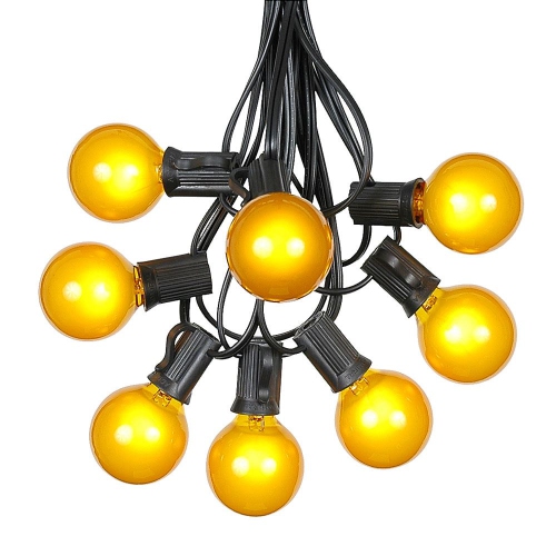 NOVELTY LIGHTS LLC  G40 Patio String Lights w 125 Clear Globe Bulbs – Outdoor String Lights – Market Bistro Café Hanging String Lights – Patio