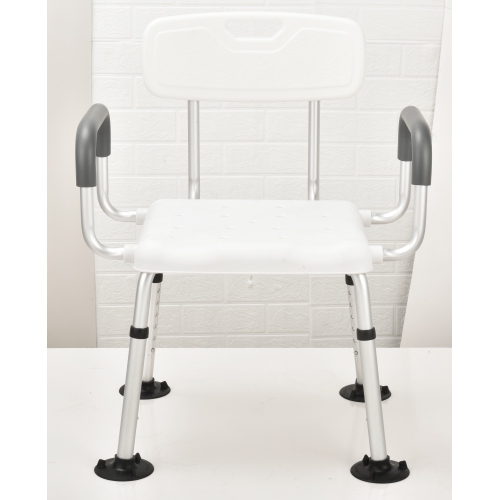 Bath Chair with Handle, Shower Chair, Easy to assemble, no tools required, Aluminum, Height Adjustable, Anti Slip for Safety