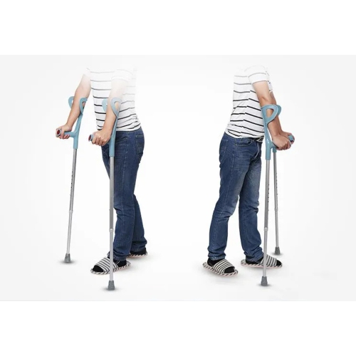 Lightweight Foldable Forearm Crutch 1 Pair Aluminum Walking Stick Height Adjustable Ergonomic Handle with Comfortable Grip