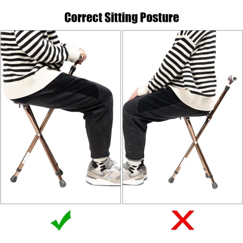 Bytrex, Adjustable Aluminum Bariatric Folding Walking 3-Legged Cane with Seat