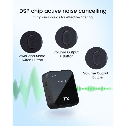 Micro-cravate sans fil 3-en-1 pour iPhone, Android et appareil photo – Portée 328 pi, batterie 20H, micro à suppression du bruit pour vidéo,