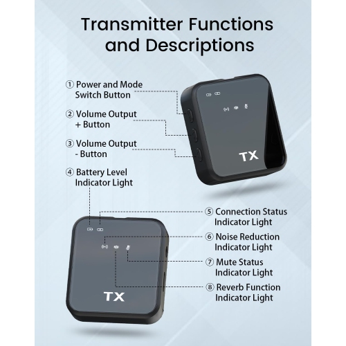 Micro-cravate sans fil 3-en-1 pour iPhone, Android et appareil photo – Portée 328 pi, batterie 20H, micro à suppression du bruit pour vidéo,