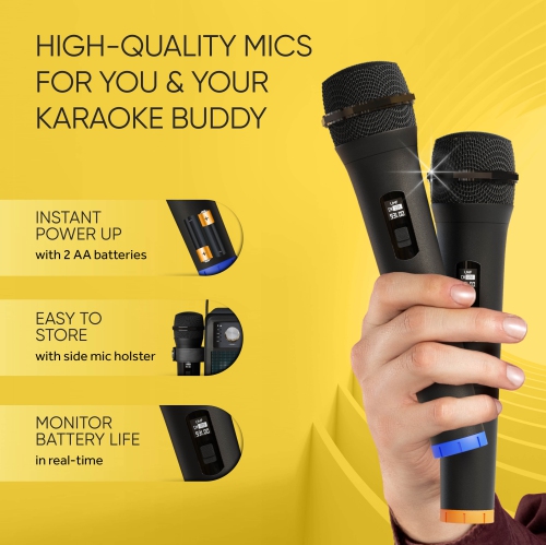 LTC TV-STATION - Set de mixage karaoke avec 2 micros et changeur de voix