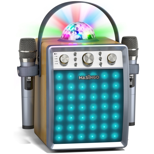 Karaoke Machine with 2 Wireless Microphones for Kids Adults