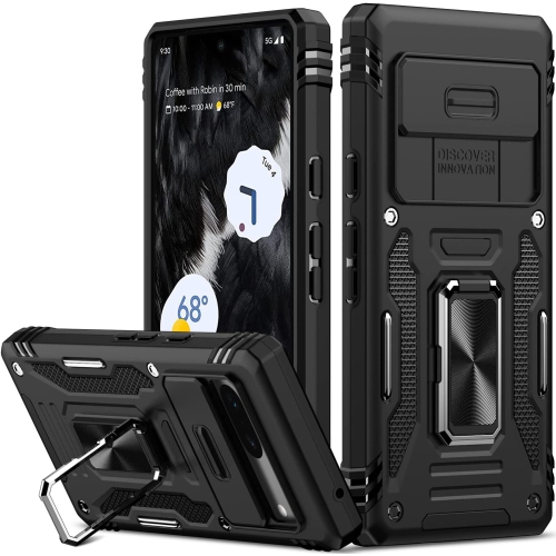 Étui antichoc de qualité militaire pour Pixel 7 de Google avec béquille magnétique rotative et protecteur d'objectif