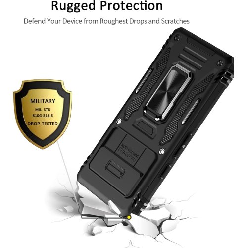Étui antichoc de qualité militaire pour Pixel 7 de Google avec béquille magnétique rotative et protecteur d'objectif
