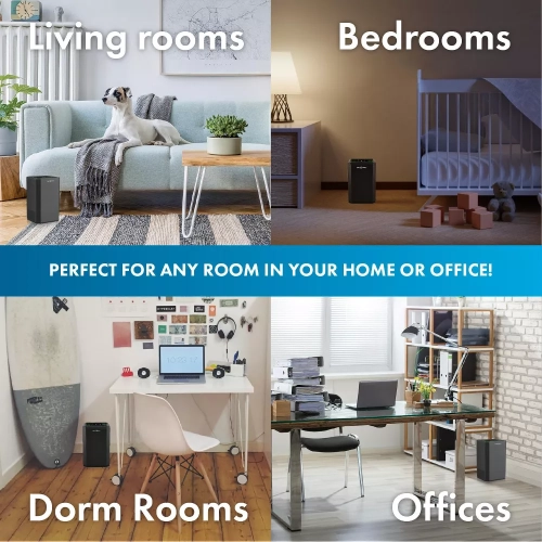 Safe+mate True Hepa Air Purifier 210 Sqft - Black