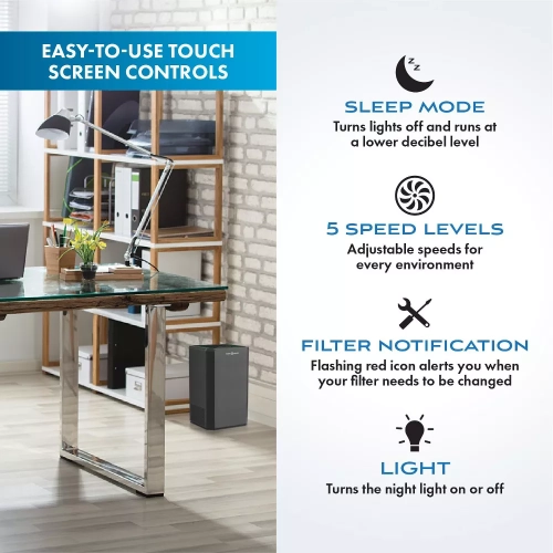 Safe+mate True Hepa Air Purifier 210 Sqft - Black