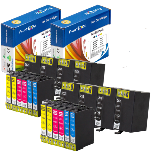 PRINTOXE® T252 XL Epson Reman 20 Ink Cartridges High Yield T252 of 4 Sets + 4 Black 252 Series | T2521 T2522 T2523 T2524 | for Epson Workforce WF