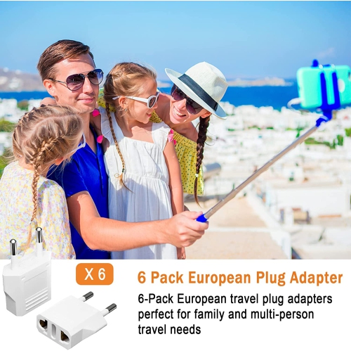Adaptateur de fiche de voyage européen Tedlin USB-C pour US & CA vers la plupart des pays d'Europe, d'Espagne, d'Allemagne, de France, d'Italie,