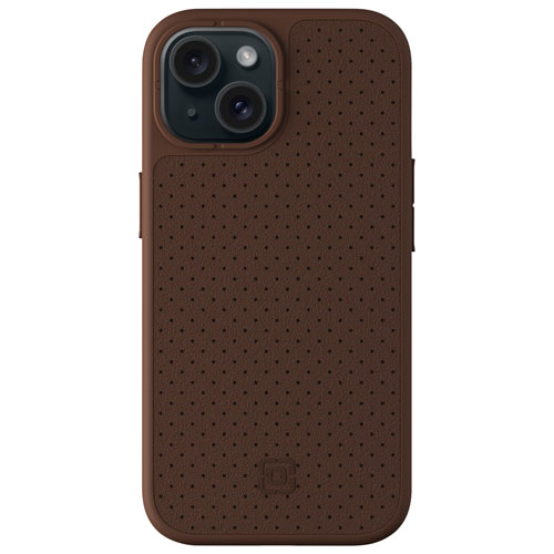 Incipio Cru Leather Fitted Hard Shell Case with MagSafe for iPhone 16e/15/14/13 - Brown - Only at Best Buy