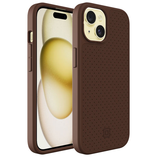 Incipio Cru Leather Fitted Hard Shell Case with MagSafe for iPhone 16e/15/14/13 - Brown - Only at Best Buy