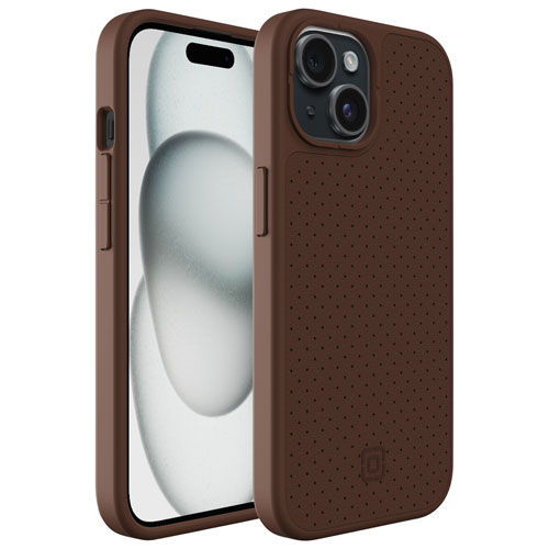 Incipio Cru Leather Fitted Hard Shell Case with MagSafe for iPhone 16e/15/14/13 - Brown - Only at Best Buy