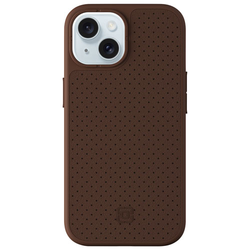 Incipio Cru Leather Fitted Hard Shell Case with MagSafe for iPhone 16e/15/14/13 - Brown - Only at Best Buy