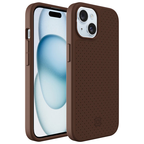 Incipio Cru Leather Fitted Hard Shell Case with MagSafe for iPhone 16e/15/14/13 - Brown - Only at Best Buy