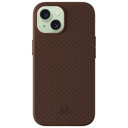 Incipio Cru Leather Fitted Hard Shell Case with MagSafe for iPhone 16e/15/14/13 - Brown - Only at Best Buy