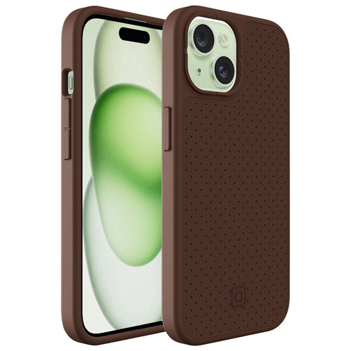Incipio Cru Leather Fitted Hard Shell Case with MagSafe for iPhone 16e/15/14/13 - Brown - Only at Best Buy