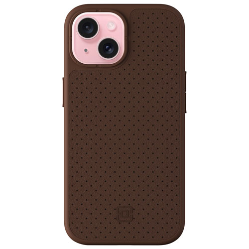 Incipio Cru Leather Fitted Hard Shell Case with MagSafe for iPhone 16e/15/14/13 - Brown - Only at Best Buy