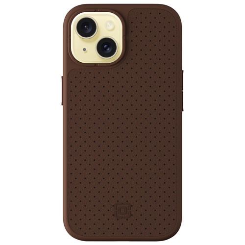 Incipio Cru Leather Fitted Hard Shell Case with MagSafe for iPhone 16e/15/14/13 - Brown - Only at Best Buy