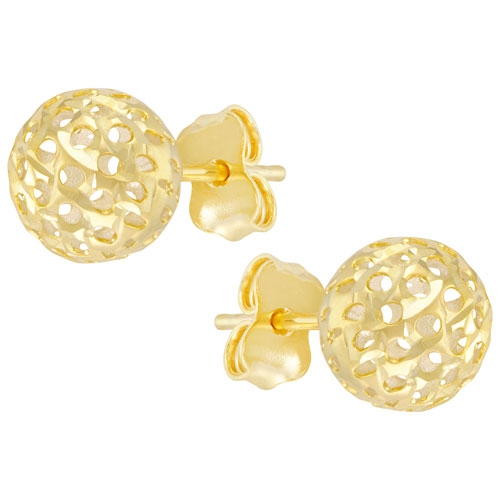 Sterling Silver Gold Plated Faceted Ball Stud Earrings - Etsy Canada