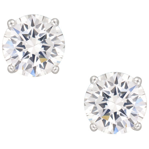 Boucles d'oreilles en argent sterling avec zircons cubiques blancs 7&nbsp;mm de le Reve Collection