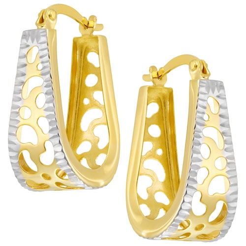 LE REVE SILVER  Le Reve Collection Filigree Hoop Earrings In 10K Yellow/white Plated Silver In Gold