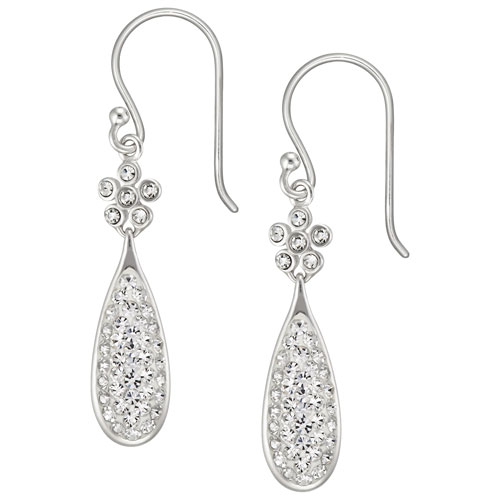 LE REVE SILVER  Le Reve Collection Crystal Teardrop Earrings In Sterling Silver In White