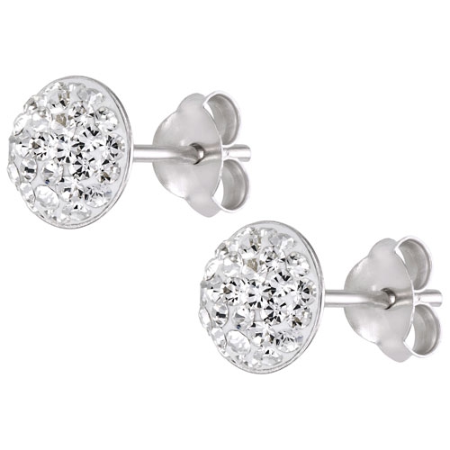 Le Reve Collection Round Cubic Zirconia Stud Earrings in Sterling Silver