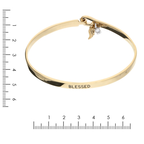 Inspirational Modern Blessed Gold Plated Sterling Silver Bangle