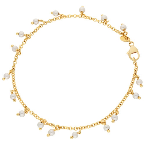 Bronzoro 9" Pearl Anklet in Yellow Gold