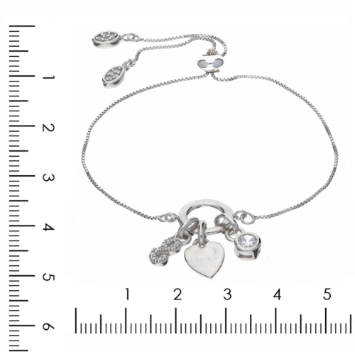 Inspirational Modern Endless Love & Passion Bolo Rhodium Plated Sterling Silver Bracelet