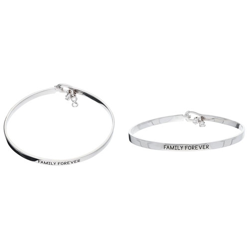Inspirational Modern Family Forever Rhodium Plated Sterling Silver Bangle
