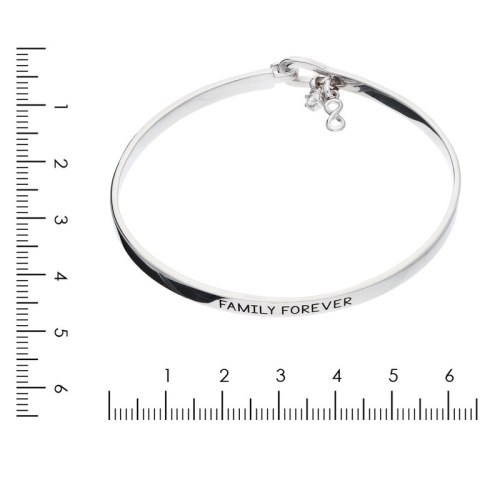 Inspirational Modern Family Forever Rhodium Plated Sterling Silver Bangle