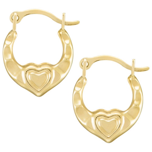 LE REVE GOLD  Kids' Small Heart Hoop Earrings In 10K Gold In Yellow