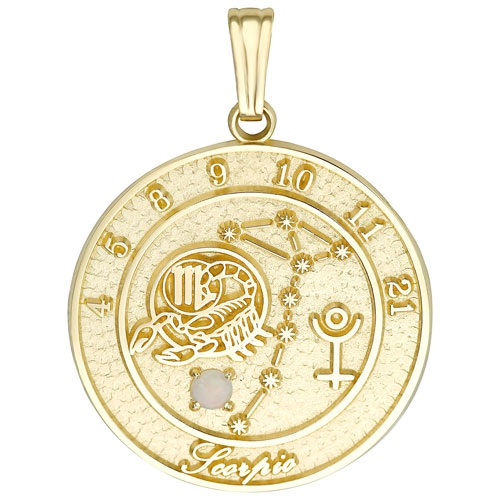 TALISMAN CREATIONS  Scorpio Pendant In 10K Gold With Round Opal In Yellow