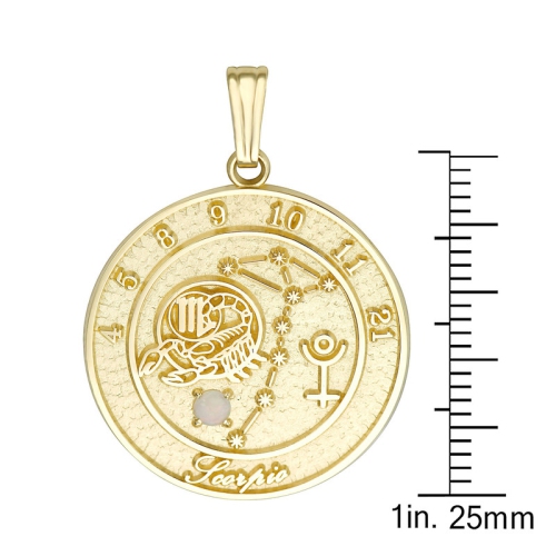 Scorpio Pendant in 10K Yellow Gold with Round Opal