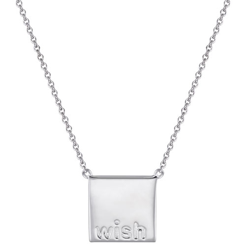 Image 1 of 2.. Le Reve Collection Wish Plaque Pendant on 15.5" Sterling Silver Chain