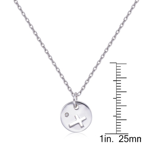 Le Reve Collection Cross Cut-Out Pendant on 15.5" Sterling Silver Chain