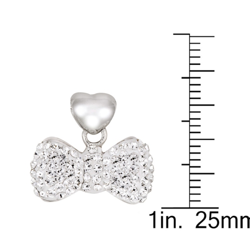 Le Reve Collection Crystal Bow Pendant on 18" Sterling Silver Chain