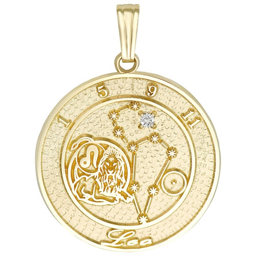 Pendentif en or jaune 10K ct avec diamant rond de 0,02ctw ct Leo