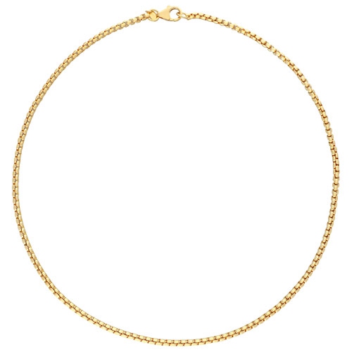 22" 18K Yellow Gold Plated Over Bronze Modern Round Box Chain