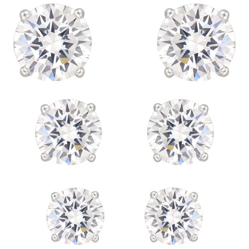 Ensemble de clous d'oreilles à zircons cubiques 4&nbsp;mm/5&nbsp;mm/6&nbsp;mm de le Reve Collection