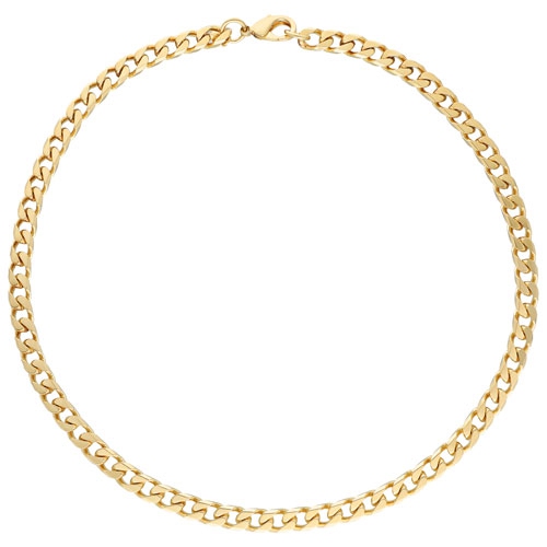 BRONZORO  20" 18K Gold Plated Over Bronze Diamond Cut Curb Chain In Yellow